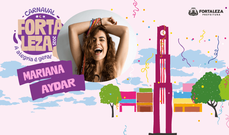 foto oficial do Carnaval 2025 de Fortaleza com a Mariana Aydar que vai tocar dia 15 de fevereiro perto do Refúgio Hostel Fortaleza & Pousada