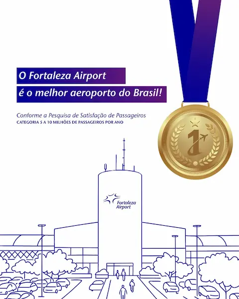 Imagem desenhado do aeroporto de Fortaleza Pinto Martins o melhor aeroporto do Brasil dentro da categoria que fica a uma distaância de apenas 15 minutos de carro do Refúgio Hostel Fortaleza & Pousada